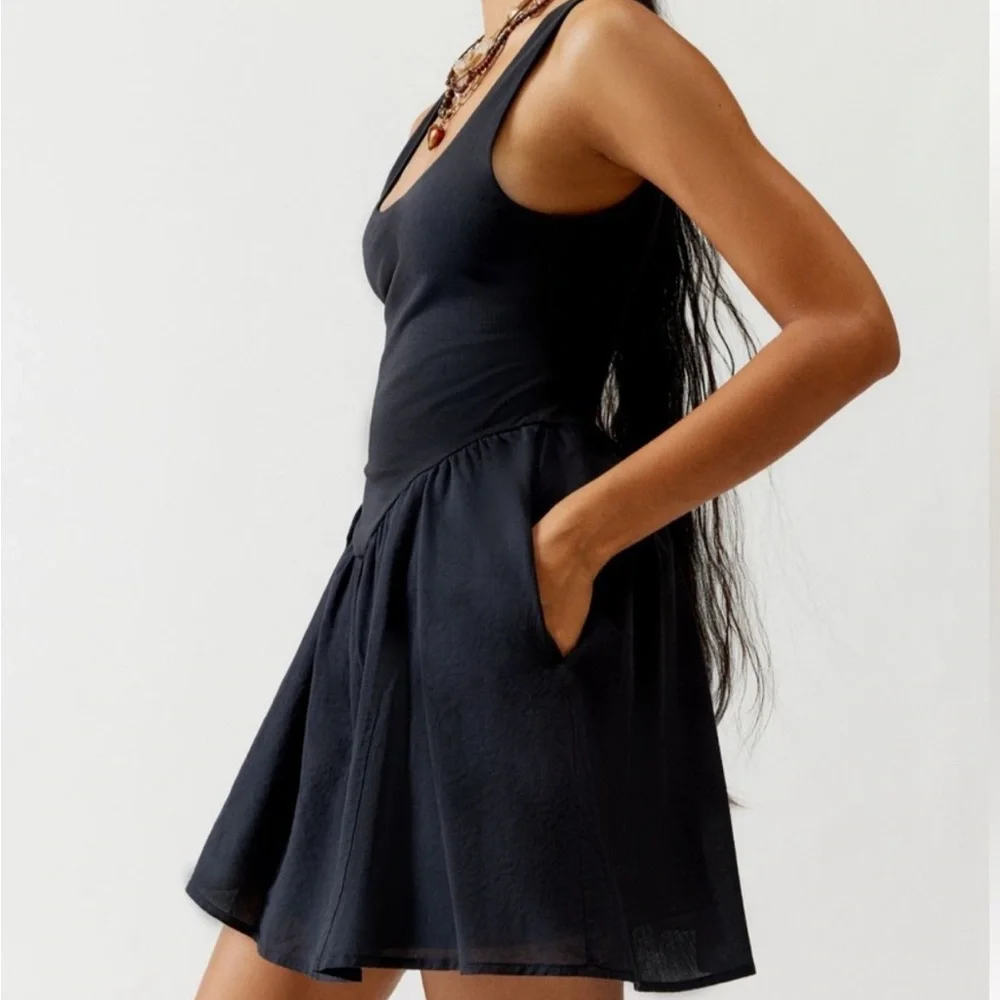 Urban Outfitters Cotton Black Fit and Flare Mini Dress - Picture 3 of 10